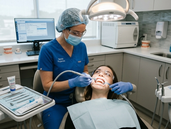 予防歯科のクリーニング風景